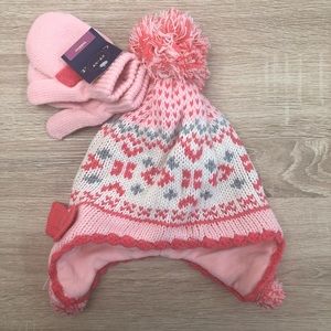 3/$25 Sale Pink Hat and Mitten Set for Toddlers